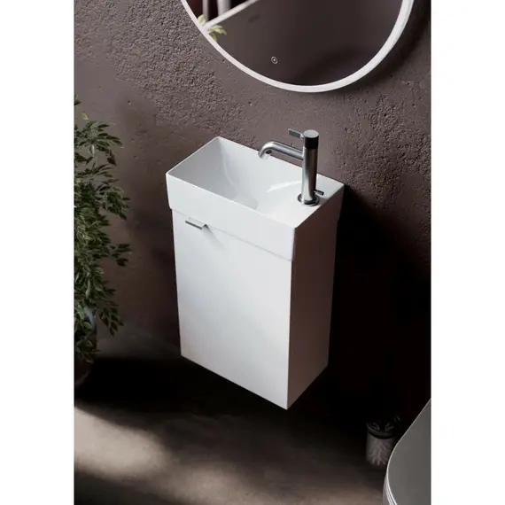 ТУМБА ПОДВЕСНАЯ SANCOS MINI 355Х205Х500, С РАСПАШНОЙ ДВЕРЦЕЙ, ВНУТРИ 1 ПОЛКА, БЕЛЫЙ ГЛЯНЕЦ , АРТ.MN35WR