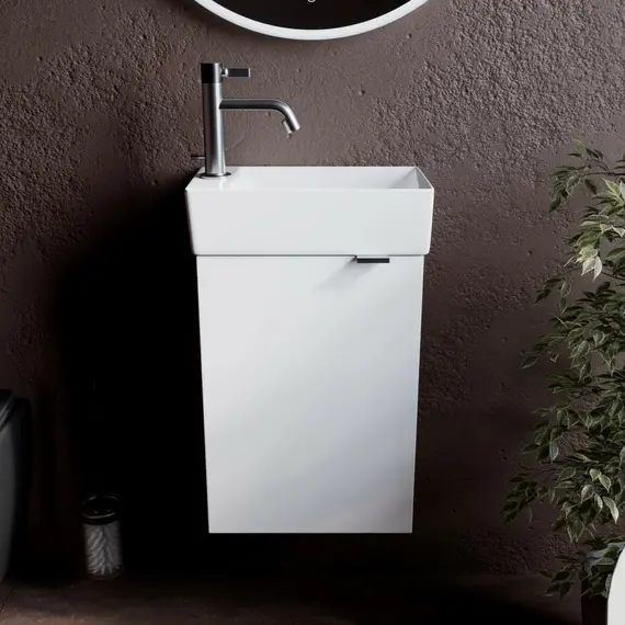 ТУМБА ПОДВЕСНАЯ SANCOS MINI 355Х205Х500, С РАСПАШНОЙ ДВЕРЦЕЙ, ВНУТРИ 1 ПОЛКА, БЕЛЫЙ ГЛЯНЕЦ , АРТ.MN35WL