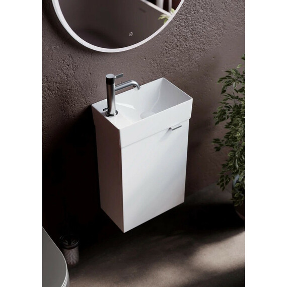 ТУМБА ПОДВЕСНАЯ SANCOS MINI 355Х205Х500, С РАСПАШНОЙ ДВЕРЦЕЙ, ВНУТРИ 1 ПОЛКА, БЕЛЫЙ ГЛЯНЕЦ , АРТ.MN35WL