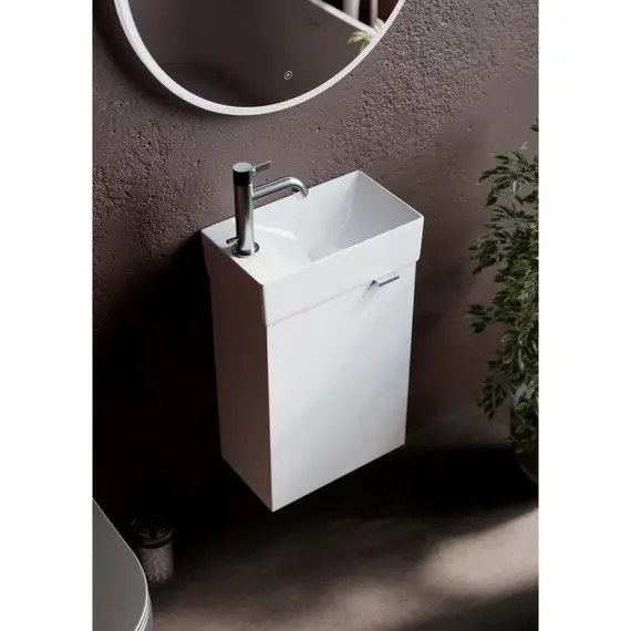 ТУМБА ПОДВЕСНАЯ SANCOS MINI 355Х205Х500, С РАСПАШНОЙ ДВЕРЦЕЙ, ВНУТРИ 1 ПОЛКА, БЕЛЫЙ ГЛЯНЕЦ , АРТ.MN35WL