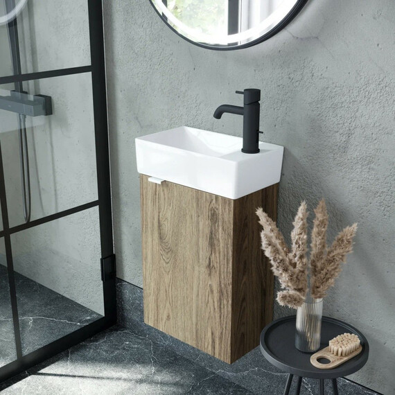 ТУМБА ПОДВЕСНАЯ SANCOS MINI 355Х205Х500, С РАСПАШНОЙ ДВЕРЦЕЙ, ВНУТРИ 1 ПОЛКА, ДУБ ЧАРЛЬСТОН, АРТ.MN35ECHR