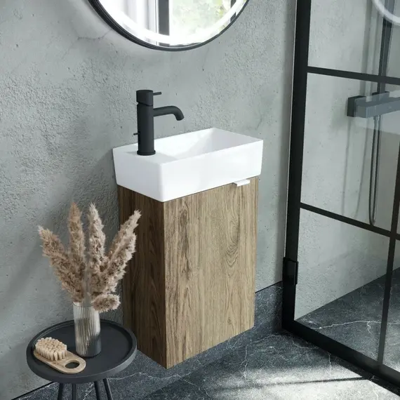 ТУМБА ПОДВЕСНАЯ SANCOS MINI 355Х205Х500, С РАСПАШНОЙ ДВЕРЦЕЙ, ВНУТРИ 1 ПОЛКА, ДУБ ЧАРЛЬСТОН , АРТ.MN35ECHL