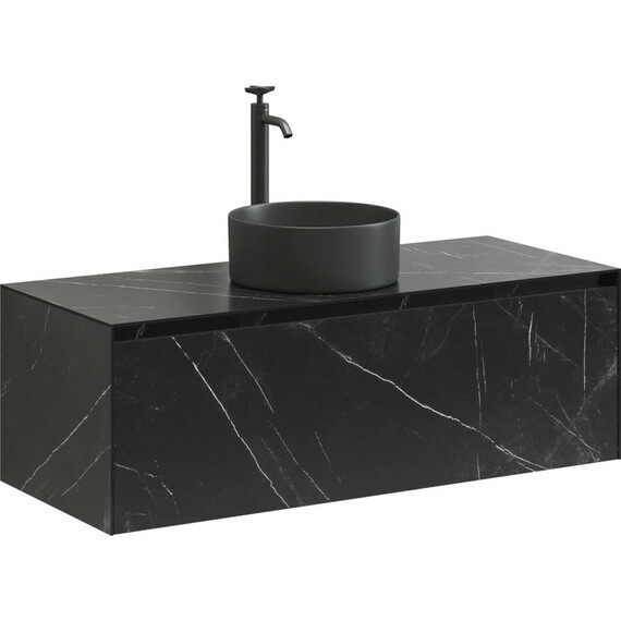ТУМБА ПОДВЕСНАЯ SANCOS STONE ИЗ КЕРАМОГРАНИТА С ОДНИМ ВЫДВИЖНЫМ ЯЩИКОМ И СТОЛЕШНИЦЕЙ ИЗ КЕРАМОГРАНИТА 1200Х400Х495, КЕРАМОГРАНИТ NERO MARQUINA, АРТ. ST120NM