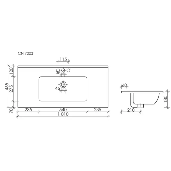 УМЫВАЛЬНИК НАКЛАДНОЙ ПРЯМОУГОЛЬНЫЙ ЧЕРНЫЙ МАТОВЫЙ CERAMICA NOVA ELEMENT 1010*465*180ММ