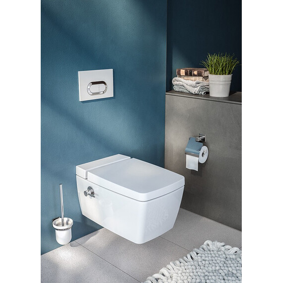 ПОДВЕСНОЙ БЕЗОБОДКОВЫЙ УНИТАЗ VITRA METROPOLE RIM-EX С ЕМКОСТЬЮ ДЛЯ ЧИСТЯЩЕЙ ЖИДКОСТИ, ФУНКЦИЕЙ БИДЕ И ВСТРОЕННЫМ СМЕСИТЕЛЕМ