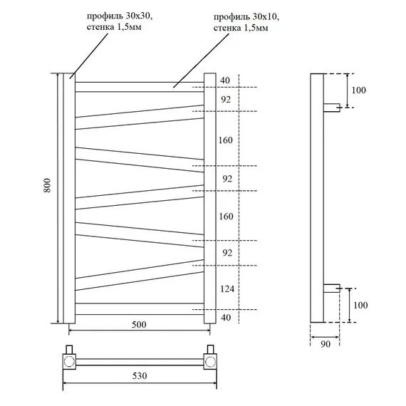 ПОЛОТЕНЦЕСУШИТЕЛЬ ЭЛЕКТРИЧЕСКИЙ POINT ФЕНИКС PN15158WE П7 500X800 ЛЕВЫЙ/ПРАВЫЙ, БЕЛЫЙ