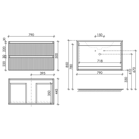 ТУМБА ПОДВЕСНАЯ SANCOS SNOB T 790Х445Х500, C ДВУМЯ ЯЩИКАМИ ОСНАЩЕННЫМИ ДОВОДЧИКАМИ, DOHA SOFT, АРТ.SNT80SM