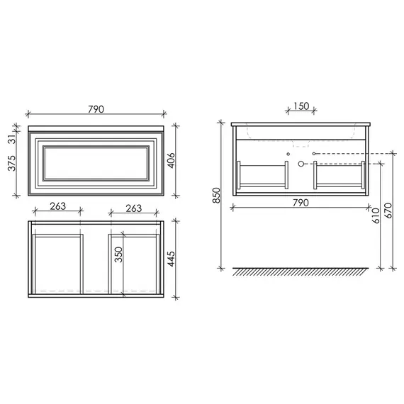 ТУМБА ПОДВЕСНАЯ SANCOS VERY C ОДНИМ ЯЩИКОМ ОСНАЩЕННЫМ ДОВОДЧИКАМИ, BIANCO, 790Х445Х406