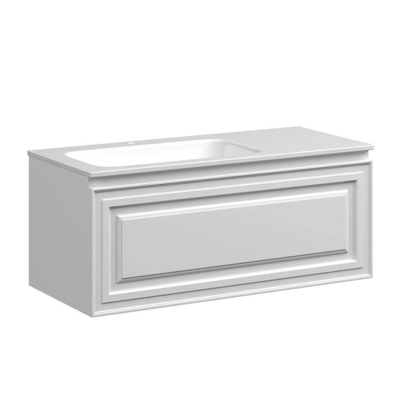 ТУМБА ПОДВЕСНАЯ SANCOS VERY C ОДНИМ  ЯЩИКОМ ОСНАЩЕННЫМ ДОВОДЧИКАМИ, ЛЕВАЯ, BIANCO, 995Х445Х406