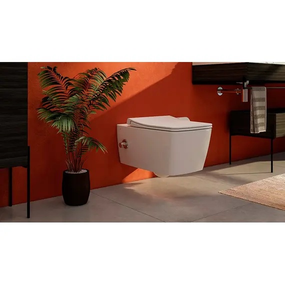ПОДВЕСНОЙ БЕЗОБОДКОВЫЙ УНИТАЗ VITRA METROPOLE RIM-EX С ФУНКЦИЕЙ БИДЕ И ВСТРОЕННЫМ СМЕСИТЕЛЕМ