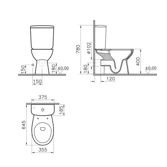 НАПОЛЬНЫЙ БЕЗОБОДКОВЫЙ УНИТАЗ VITRA S10 SMOOTHFLUSH C ТЕРМОПЛАСТОВЫМ СИДЕНЬЕМ МИКРОЛИФТ