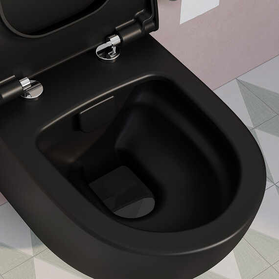 БЕЗОБОДКОВЫЙ ПОДВЕСНОЙ УНИТАЗ VITRA SENTO ЧЕРНЫЙ МАТОВЫЙ