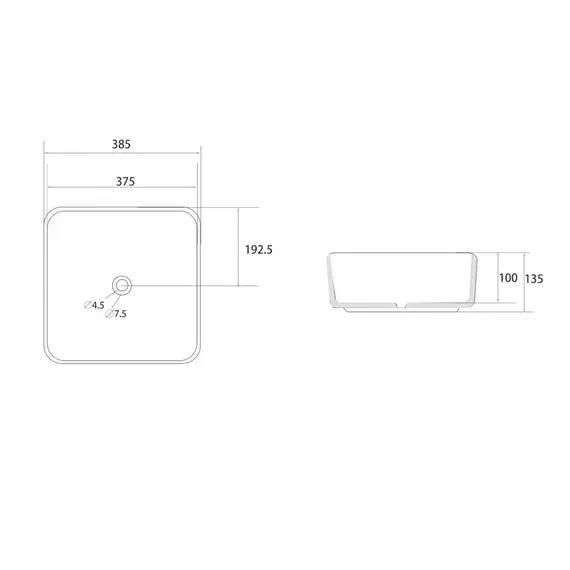 РАКОВИНА НАКЛАДНАЯ ABBER RECHTECK AC2211MB ЧЕРНАЯ МАТОВАЯ