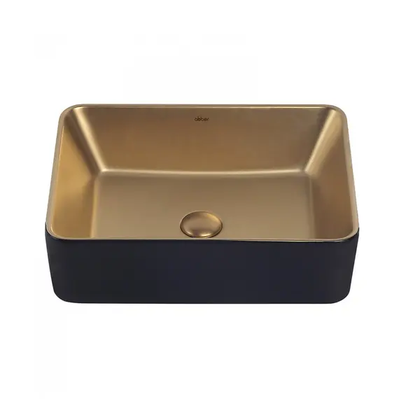 РАКОВИНА НАКЛАДНАЯ ABBER RECHTECK AC2212BG МАТОВОЕ ЗОЛОТО С ЧЕРНЫМ