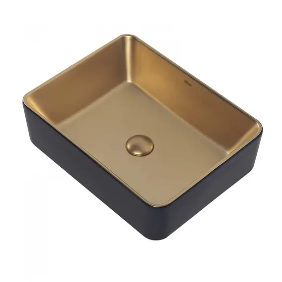 РАКОВИНА НАКЛАДНАЯ ABBER RECHTECK AC2212BG МАТОВОЕ ЗОЛОТО С ЧЕРНЫМ