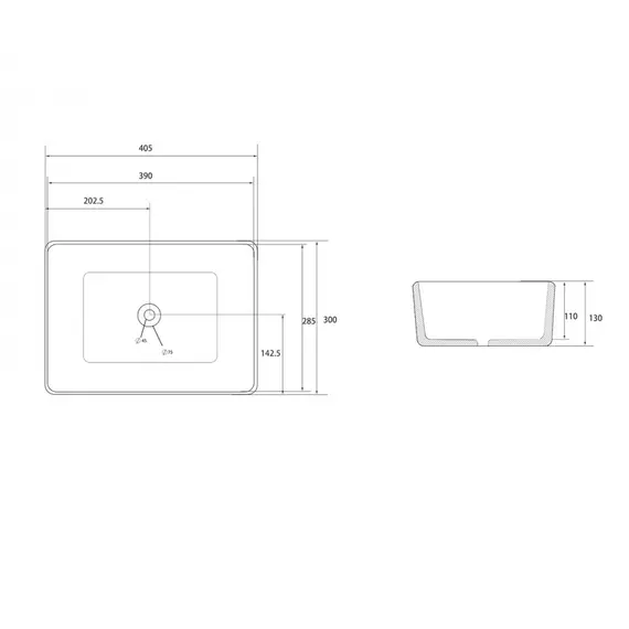РАКОВИНА НАКЛАДНАЯ ABBER RECHTECK AC2213MB ЧЕРНАЯ МАТОВАЯ