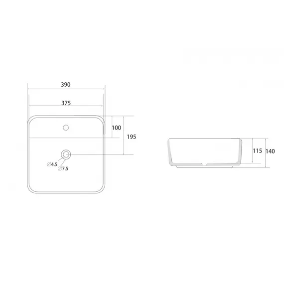 РАКОВИНА НАКЛАДНАЯ ABBER RECHTECK AC2215 БЕЛАЯ