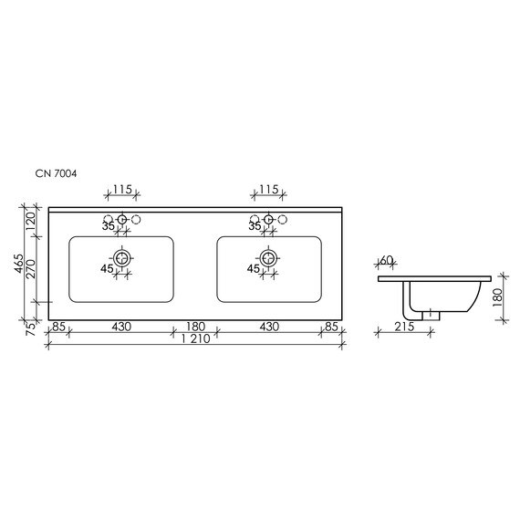 УМЫВАЛЬНИК НАКЛАДНОЙ ПРЯМОУГОЛЬНЫЙ ЧЕРНЫЙ МАТОВЫЙ CERAMICA NOVA ELEMENT 1210*465*180ММ