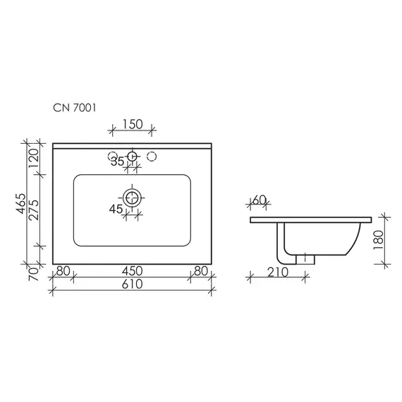 УМЫВАЛЬНИК НАКЛАДНОЙ ПРЯМОУГОЛЬНЫЙ ЧЕРНЫЙ МАТОВЫЙ CERAMICA NOVA ELEMENT 610*465*180ММ