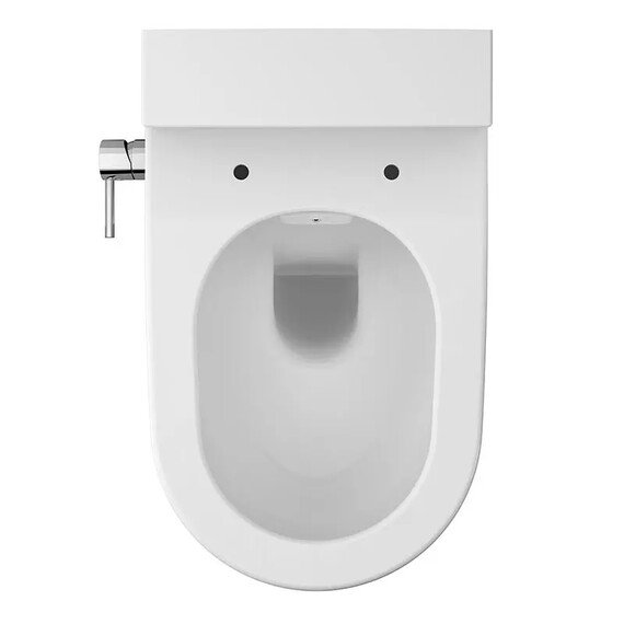 БЕЗОБОДКОВЫЙ ПОДВЕСНОЙ УНИТАЗ VITRA NEST C ФУНКЦИЕЙ БИДЕ, ВСТРОЕННЫМ СМЕСИТЕЛЕМ, С БАЧКОМ VITRA FRESH ДЛЯ МОЮЩЕГО СРЕДСТВА