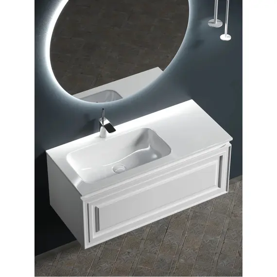 ТУМБА ПОДВЕСНАЯ SANCOS VERY C ОДНИМ  ЯЩИКОМ ОСНАЩЕННЫМ ДОВОДЧИКАМИ, ЛЕВАЯ, BIANCO, 995Х445Х406