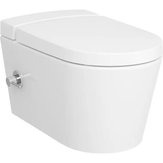 БЕЗОБОДКОВЫЙ ПОДВЕСНОЙ УНИТАЗ VITRA NEST C ФУНКЦИЕЙ БИДЕ, ВСТРОЕННЫМ СМЕСИТЕЛЕМ, С БАЧКОМ VITRA FRESH ДЛЯ МОЮЩЕГО СРЕДСТВА