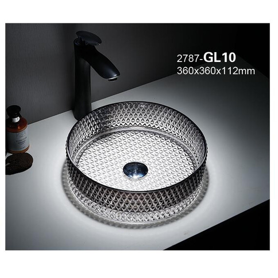 РАКОВИНА CERAMALUX GL10 СТЕКЛО БЕЛЫЙ-ГРАФИТ 