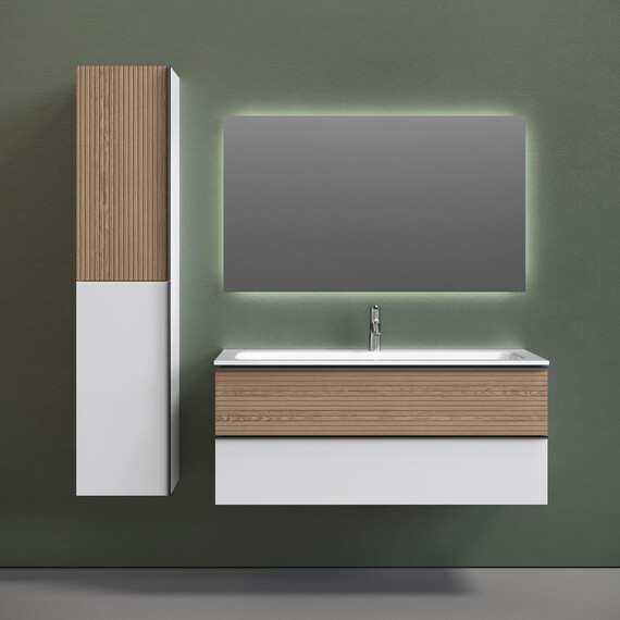 ТУМБА ПОДВЕСНАЯ SANCOS DELTA 1195Х445Х500, C ДВУМЯ ЯЩИКАМИ ОСНАЩЕННЫМИ ДОВОДЧИКАМИ , ДУБ СВЕТЛЫЙ/БЕЛЫЙ , АРТ. DL120W