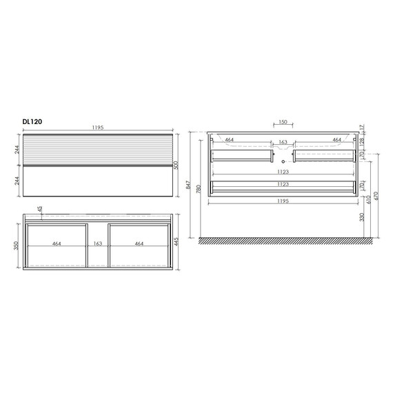 ТУМБА ПОДВЕСНАЯ SANCOS DELTA 1195Х445Х500, C ДВУМЯ ЯЩИКАМИ ОСНАЩЕННЫМИ ДОВОДЧИКАМИ , ДУБ СВЕТЛЫЙ/БЕЛЫЙ , АРТ. DL120W