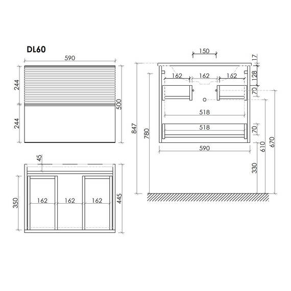 ТУМБА ПОДВЕСНАЯ SANCOS DELTA 590Х445Х500, C ДВУМЯ ЯЩИКАМИ ОСНАЩЕННЫМИ ДОВОДЧИКАМИ,  ДУБ СВЕТЛЫЙ/БЕЛЫЙ , АРТ. DL60W