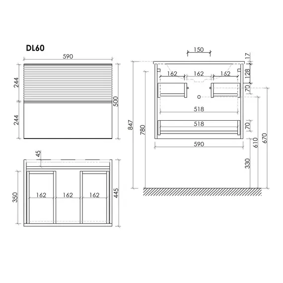 ТУМБА ПОДВЕСНАЯ SANCOS DELTA 590Х445Х500, C ДВУМЯ ЯЩИКАМИ ОСНАЩЕННЫМИ ДОВОДЧИКАМИ,  ДУБ СВЕТЛЫЙ/БЕЛЫЙ , АРТ. DL60W