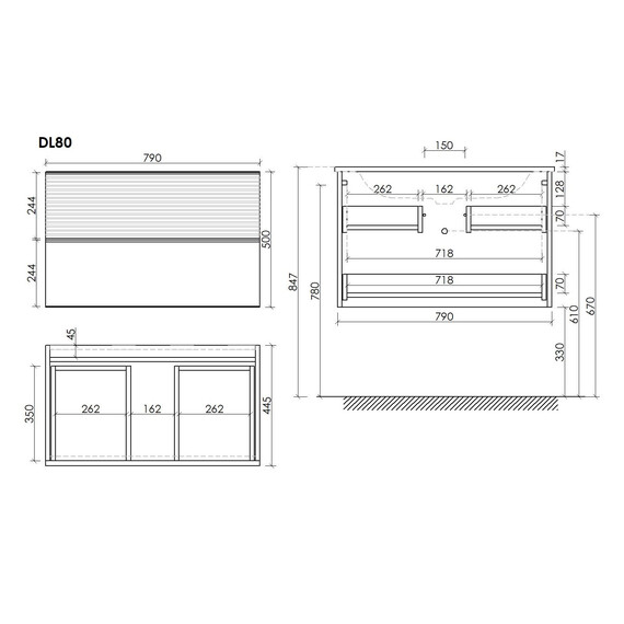 ТУМБА ПОДВЕСНАЯ SANCOS DELTA 790Х445Х500, C ДВУМЯ ЯЩИКАМИ ОСНАЩЕННЫМИ ДОВОДЧИКАМИ,  ДУБ СВЕТЛЫЙ/БЕЛЫЙ , АРТ. DL80W
