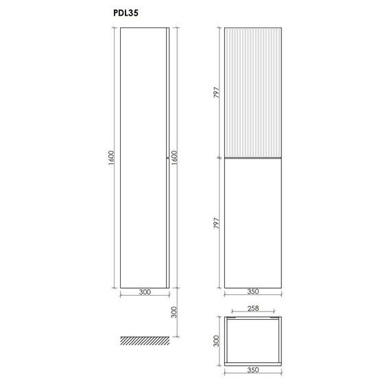 ШКАФ-ПЕНАЛ SANCOS DELTA ПОДВЕСНОЙ ДУБ СВЕТЛЫЙ/БЕЛЫЙ , 350Х300Х1600 ММ, АРТ. PDL35W