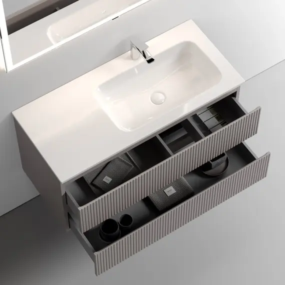 ТУМБА ПОДВЕСНАЯ SANCOS SNOB T ПРАВАЯ 995Х445Х500, C ДВУМЯ ЯЩИКАМИ ОСНАЩЕННЫМИ ДОВОДЧИКАМИ, DOHA SOFT, АРТ.SNT100RSM