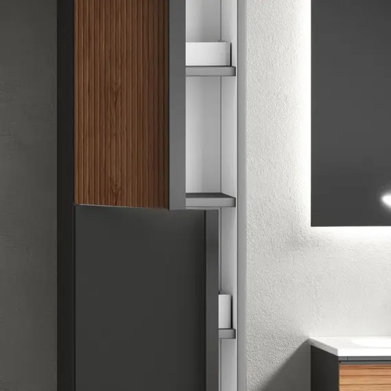 ШКАФ-ПЕНАЛ SANCOS DELTA ПОДВЕСНОЙ ДУБ КРАСНЫЙ/ГРАФИТ, 350Х300Х1600 ММ, АРТ. PDL35GR