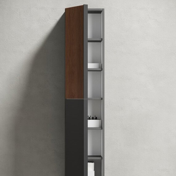 ШКАФ-ПЕНАЛ SANCOS DELTA ПОДВЕСНОЙ ДУБ КРАСНЫЙ/ГРАФИТ, 350Х300Х1600 ММ, АРТ. PDL35GR