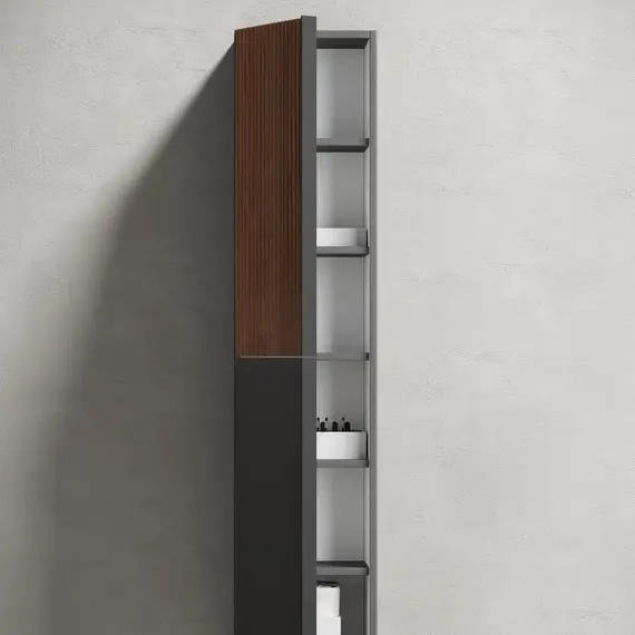 ШКАФ-ПЕНАЛ SANCOS DELTA ПОДВЕСНОЙ ДУБ КРАСНЫЙ/ГРАФИТ, 350Х300Х1600 ММ, АРТ. PDL35GR