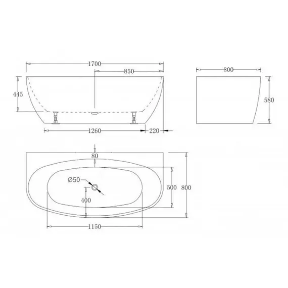 АКРИЛОВАЯ ВАННА SAN MARINO (BLACK)  