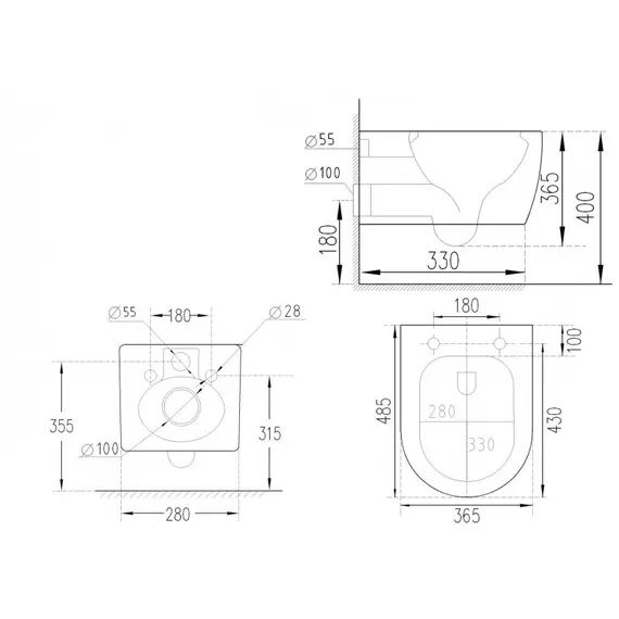 БИДЕ-УНИТАЗ ПОДВЕСНОЙ  ESBANO  TERUEL-WBN
