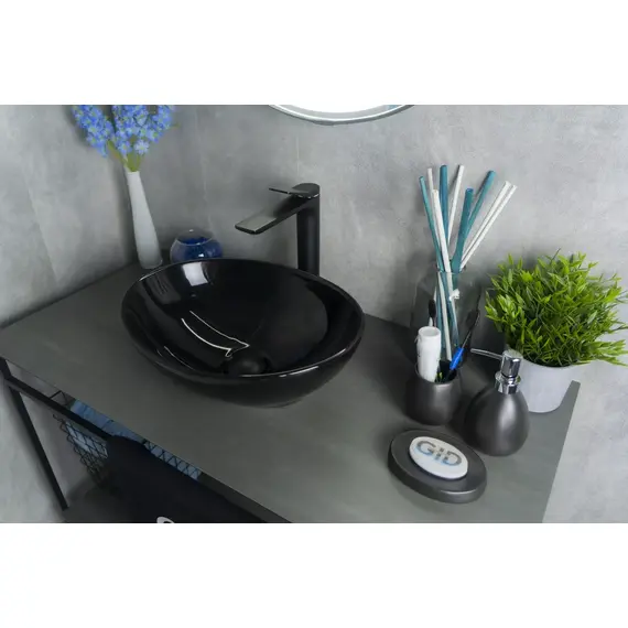 ЧЕРНАЯ ГЛЯНЦЕВАЯ КЕРАМИЧЕСКАЯ РАКОВИНА GID NC920