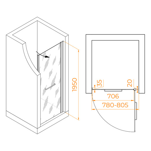 ДУШЕВАЯ ДВЕРЬ RGW PA-103B