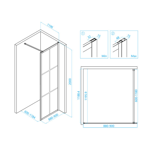 ДУШЕВАЯ ПЕРЕГОРОДКА RGW WA-11B + ДУШЕВАЯ СТОЙКА RGW SP-31B