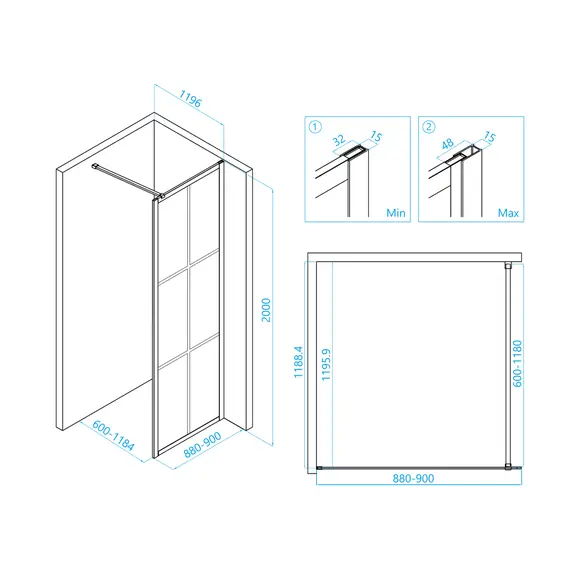 ДУШЕВАЯ ПЕРЕГОРОДКА RGW WA-11B + ДУШЕВАЯ СТОЙКА RGW SP-31B