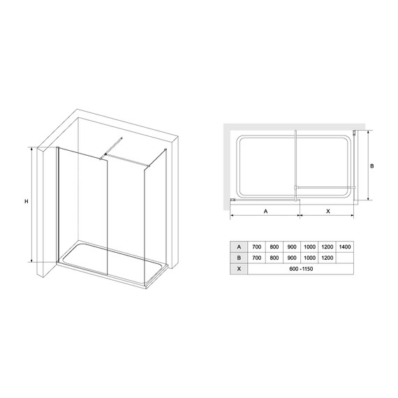 ДУШЕВАЯ ПЕРЕГОРОДКА RGW WA-020 (WA-010 (2 ШТ.) + S-1220)