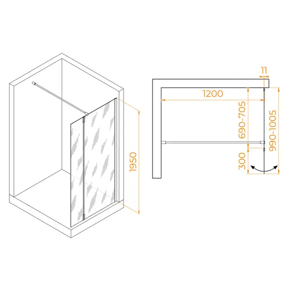 ДУШЕВАЯ ПЕРЕГОРОДКА RGW WA-051W (WA-010W + Z-071W)