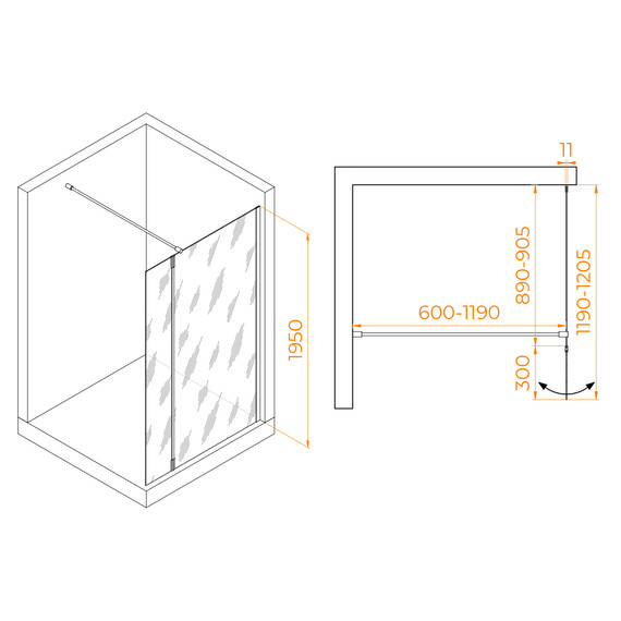 ДУШЕВАЯ ПЕРЕГОРОДКА RGW WA-050W (WA-002W + Z-070W)