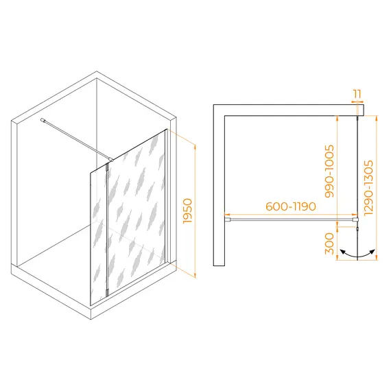 ДУШЕВАЯ ПЕРЕГОРОДКА RGW WA-050W (WA-002W + Z-070W)