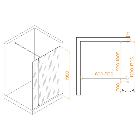 ДУШЕВАЯ ПЕРЕГОРОДКА RGW WA-050GB (WA-002GB + Z-070GB)