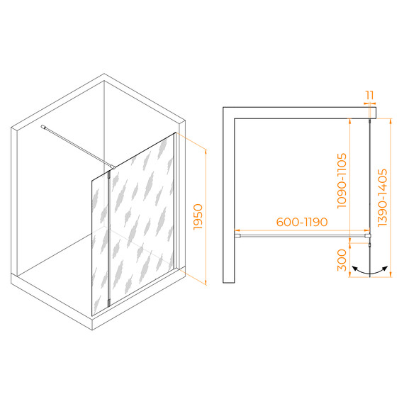 ДУШЕВАЯ ПЕРЕГОРОДКА RGW WA-050 (WA-002 + Z-070)