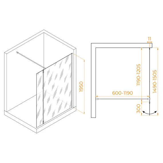 ДУШЕВАЯ ПЕРЕГОРОДКА RGW WA-050B (WA-002B + Z-070B)